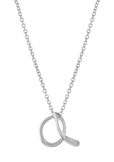 Fine Silver Plated 18 Inch Initial Pendant Necklace
