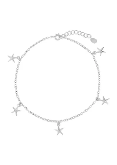 Silver Plated Starfish Charm Anklet