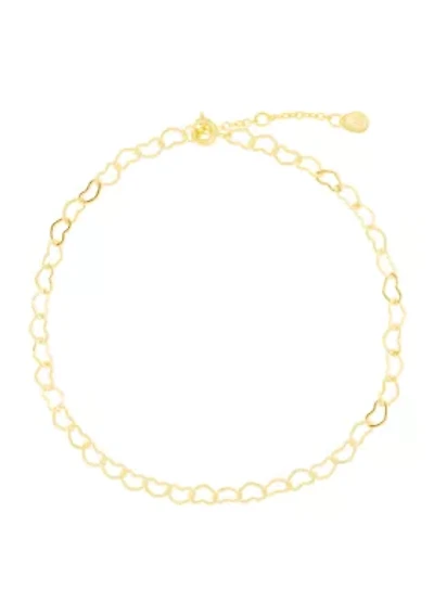 Gold Plated Heart Linked Anklet