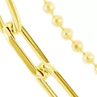 Gold Plated Paperclip and Beaded Double Chain Anklet