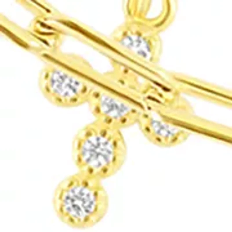 Gold Plated Cubic Zirconia Cross Double Chain Anklet