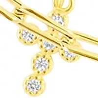 Gold Plated Cubic Zirconia Cross Double Chain Anklet