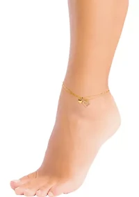 Gold Plated Cubic Zirconia Heart Double Chain Anklet