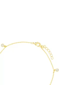 Gold Plated Cubic Zirconia Flower and Evil Eye Anklet