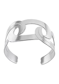 Fine Silver Plated 6.5" Swirl High Polished Cuff Bracelet