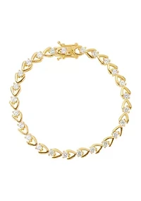 Gold Plated Cubic Zirconia Round Tennis Horseshoe Bracelet