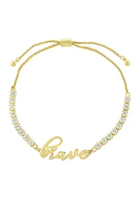 Yellow Gold Fine Silver Plated Cubic Zirconia Brave Bolo Bracelet