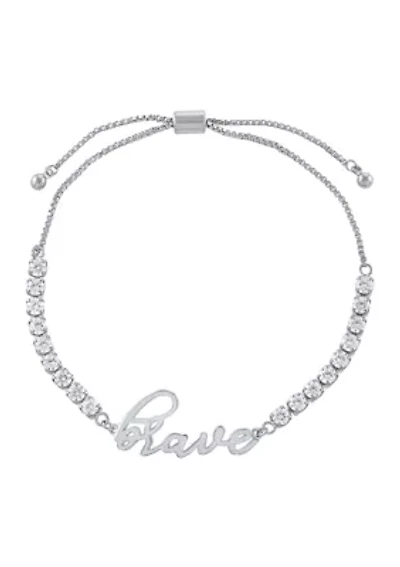 Fine Silver Plated Cubic Zirconia Brave Bolo Bracelet
