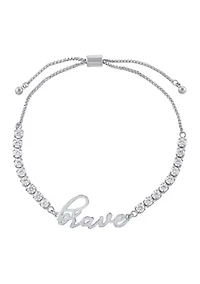 Fine Silver Plated Cubic Zirconia Brave Bolo Bracelet
