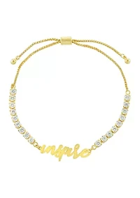 Yellow Gold Fine Silver Plated Cubic Zirconia Inspire Bolo Bracelet