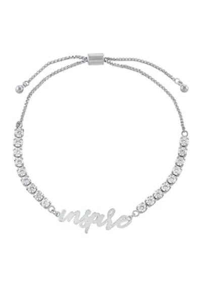 Fine Silver Plated Cubic Zirconia Inspire Bolo Bracelet