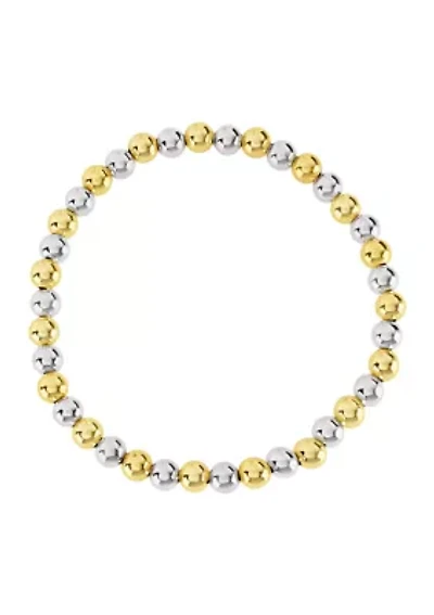 Two Tone Plated Beaded Stretch Bracelet