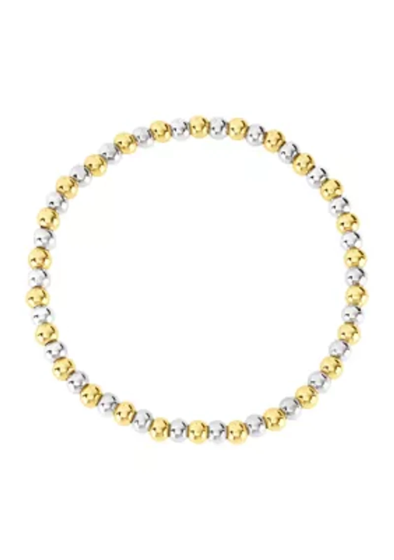Plated Four Millimeter Beaded Stretch Bracelet