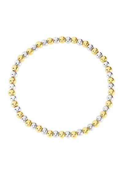 Plated Four Millimeter Beaded Stretch Bracelet