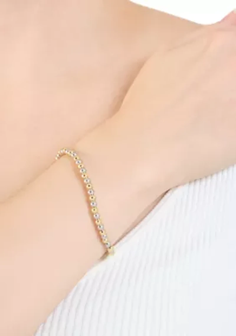 Plated Four Millimeter Beaded Stretch Bracelet