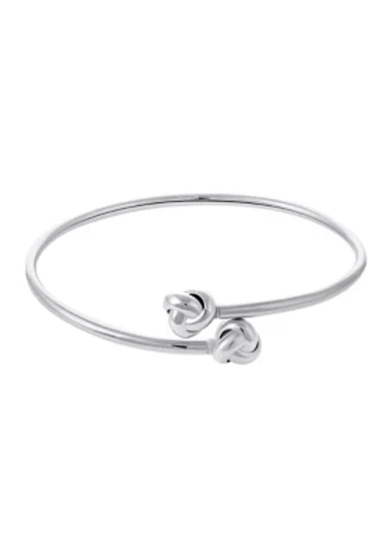 Silver Plated 7.5" Knot Bypass Bangle Bracelet