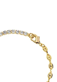 Gold Plated Cubic Zirconia and Mariner Chain Tennis Bracelet