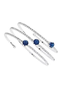 Silver Plated Blue Spinel and Crystal Slinky Wrap Bracelet