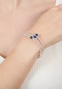 Silver Plated Blue Spinel and Crystal Slinky Wrap Bracelet