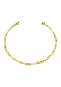 Plated Beaded Twist Endcap Ball Cuff Bracelet