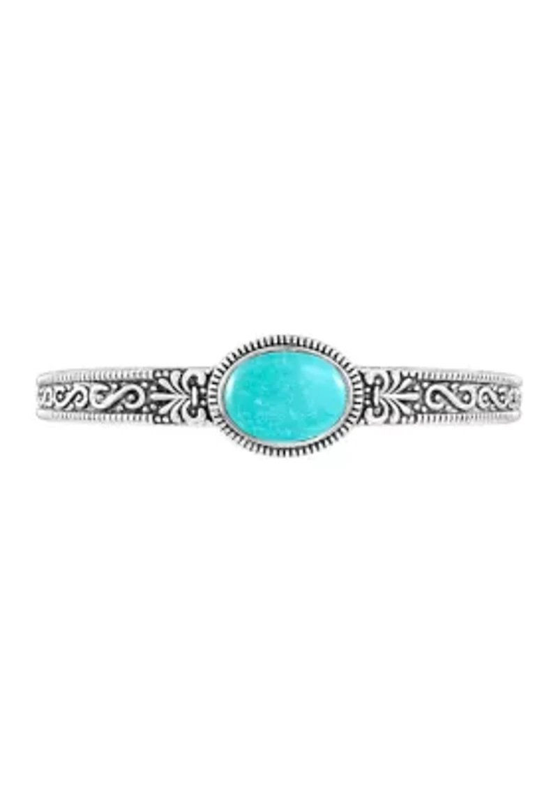 Silver Plated 6" Oval Turquoise Howlite Southwestern Cuff Bracelet