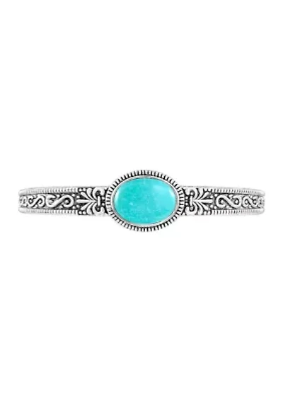 Silver Plated 6" Oval Turquoise Howlite Southwestern Cuff Bracelet