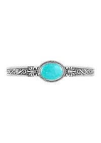 Silver Plated 6" Oval Turquoise Howlite Southwestern Cuff Bracelet