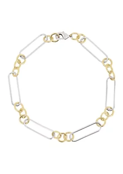 Two Tone Plated Ring Paperclip Bracelet