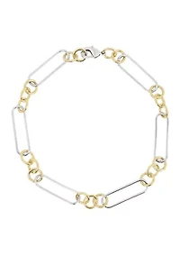 Two Tone Plated Ring Paperclip Bracelet