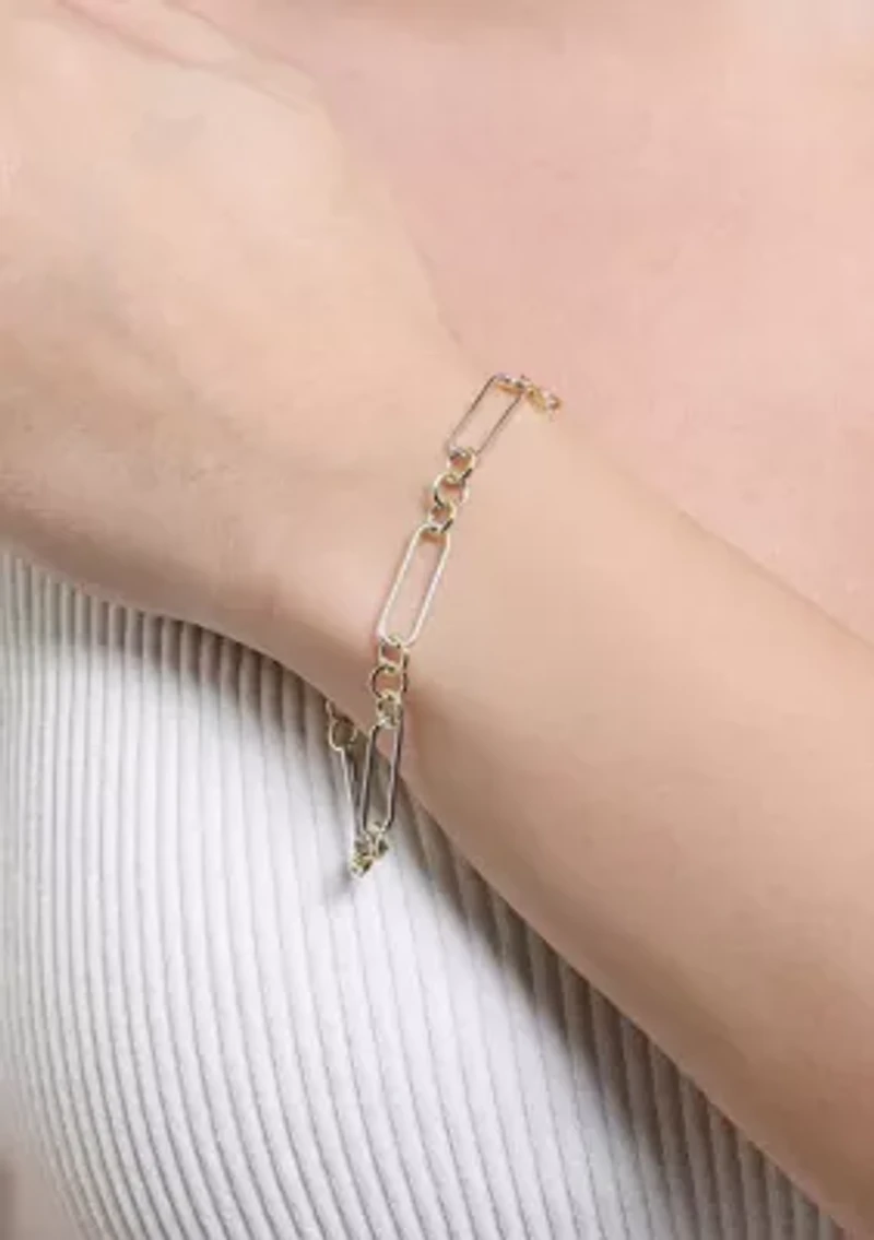 Two Tone Plated Ring Paperclip Bracelet