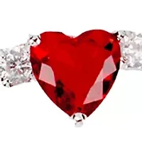 Silver Plated Cubic Zirconia Red Heart Tennis Bracelet
