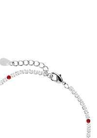 Silver Plated Cubic Zirconia Red Heart Tennis Bracelet