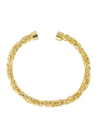 Gold Plated Double Row Twisted Cuff Bracelet