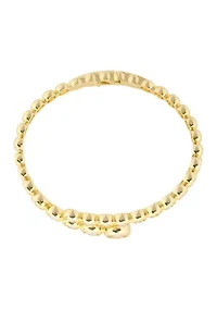 Gold Plated Cubic Zirconia Bezel Bypass Bangle Bracelet