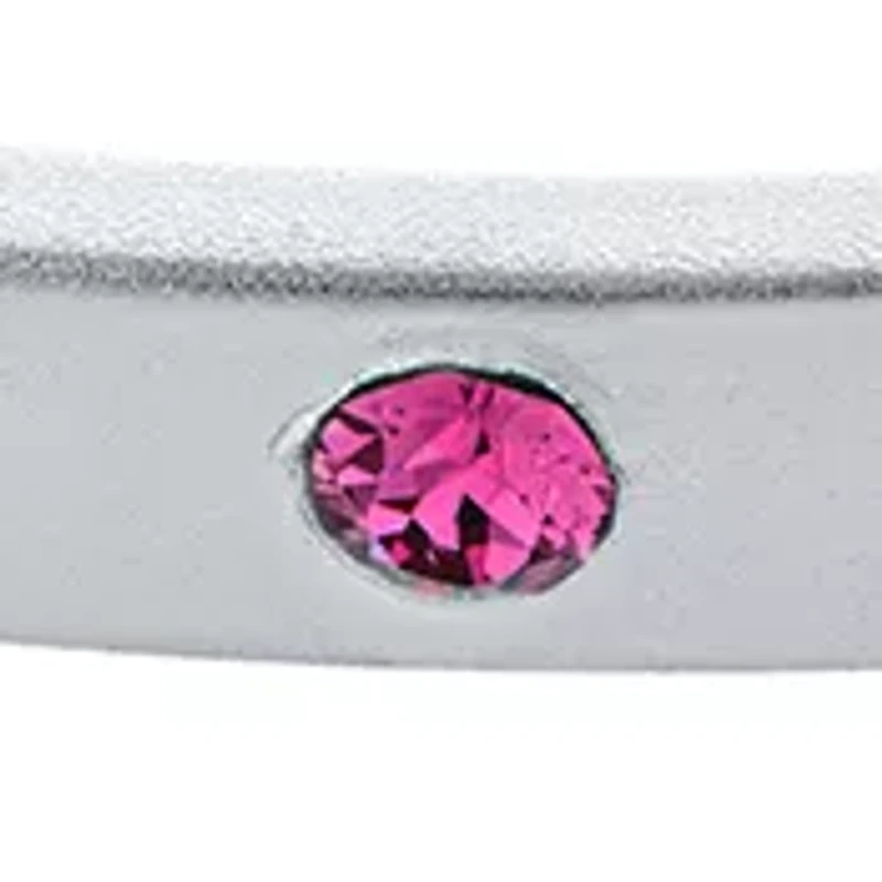 Boxed Fine Silver Plated Pink Fine Crystal Cuff Bracelet - Hope Courage Strength