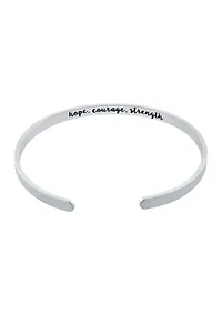 Boxed Fine Silver Plated Pink Fine Crystal Cuff Bracelet - Hope Courage Strength