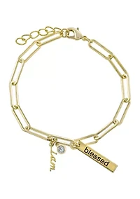 Boxed Gold-Plated Fine Silver 'I Am Blessed' Charm Bracelet 