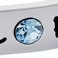 Boxed Fine Silver Plated 7 Inch Light Blue Crystal "Grateful, Thankful, Blessed" Cuff Bracelet