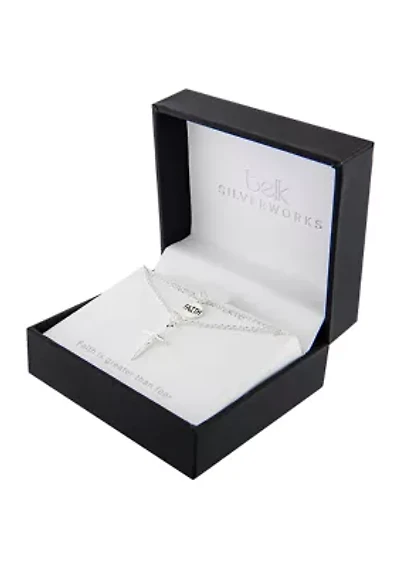 Boxed Silver Plated 18" Faith and Cross Layered Necklace