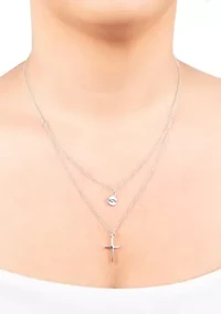 Boxed Silver Plated 18" Faith and Cross Layered Necklace