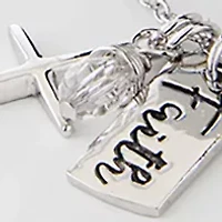 18" Boxed Silver Plated Faith Engraved Cross Necklace