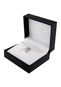 18" Boxed Silver Plated Faith Engraved Cross Necklace