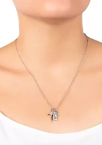 18" Boxed Silver Plated Faith Engraved Cross Necklace