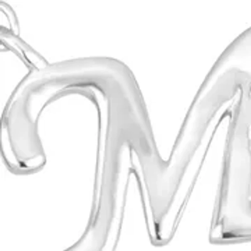 Silver Plated Cubic Zirconia 'Mom' Necklace
