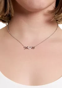 Silver Plated Cubic Zirconia 'Mom' Necklace