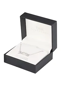 Silver Plated Cubic Zirconia 'Mom' Necklace