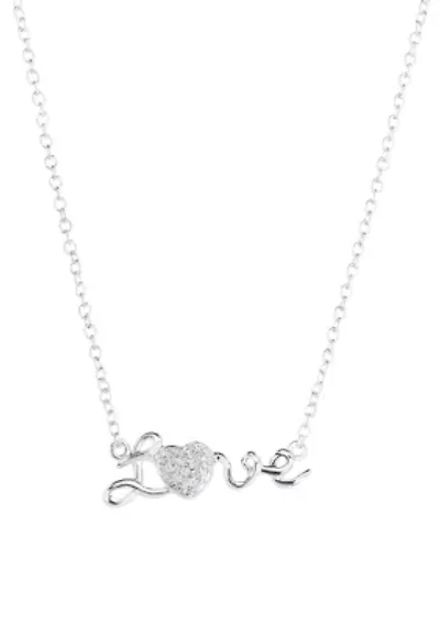 Cubic Zirconia Heart Pave Love Pendant Necklace