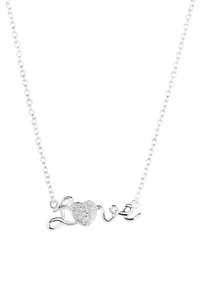 Cubic Zirconia Heart Pave Love Pendant Necklace