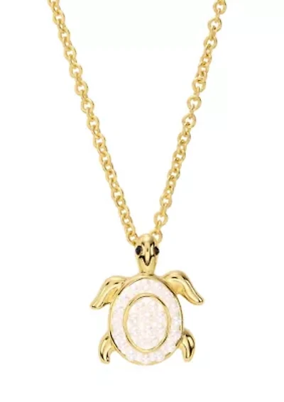 Gold Plated Caviar Pearl Turtle Necklace