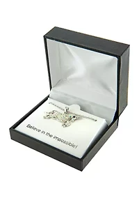Boxed Fine Silver Plated 16+2in. Crystal Pave Unicorn Necklace